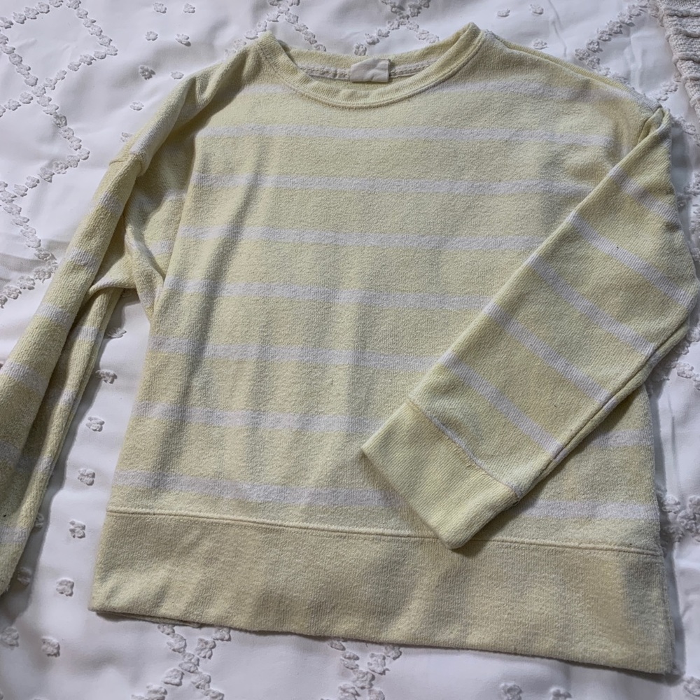 Yellow/White striped crew neck